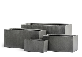 Кашпо TREEZ Effectory - Beton - Низкий прямоугольник - Тёмно-серый бетон