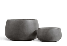 Кашпо TREEZ Effectory - Beton - Низкая Design-чаша - Тёмно-серый бетон