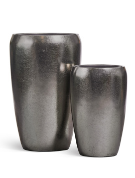 Кашпо TREEZ Effectory - Metal - Высокий округлый конус - Стальное серебро