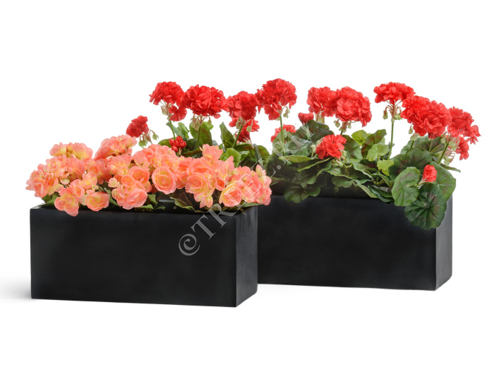 Кашпо TREEZ ERGO - Just - Узкий низкий прямоугольник - Антрацит фото