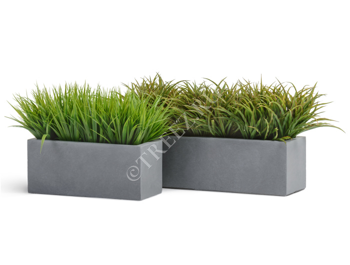 Кашпо TREEZ ERGO - Just - Узкий низкий прямоугольник - Светло-серый камень фото