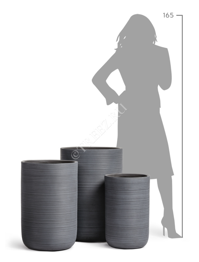 Кашпо TREEZ ERGO - TreeLine - Высокий цилиндр - Дымчато-серый бетон фото