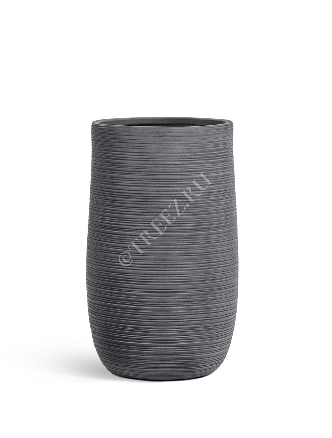 Кашпо TREEZ ERGO - TreeLine - Высокая округлая чаша - Дымчато-серый бетон фото