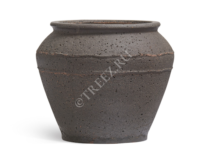 Кашпо TREEZ ERGO - Nero - Чаша-амфора - Чёрный туф фото