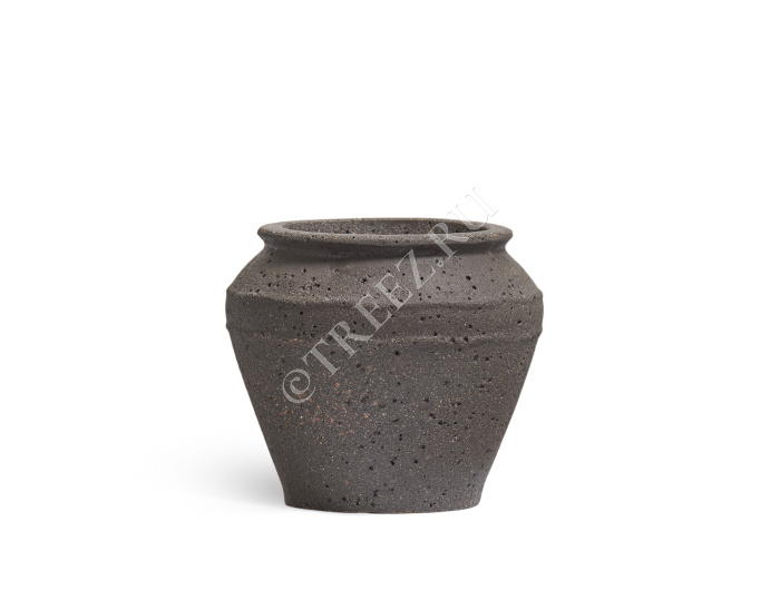 Кашпо TREEZ ERGO - Nero - Чаша-амфора - Чёрный туф фото