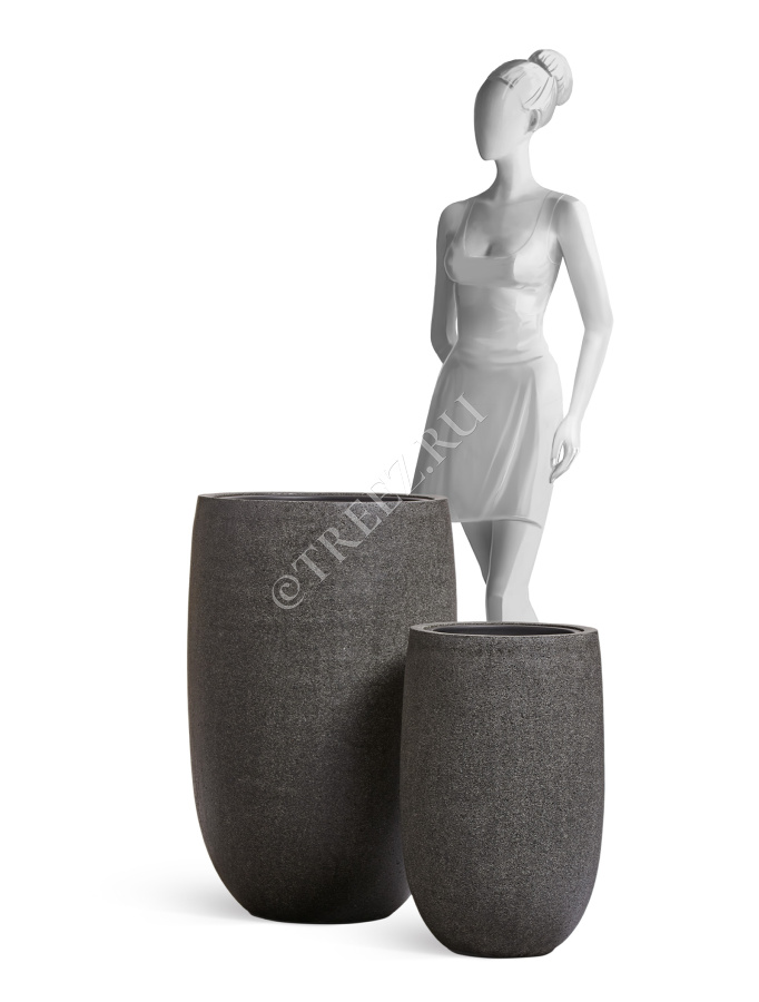 Кашпо TREEZ Effectory - Stone - Высокая чаша - Тёмно-серый камень фото