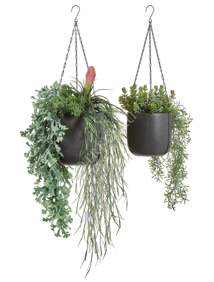 Кашпо TREEZ Effectory - Beton - Чаша подвесная - Тёмно-серый бетон фото