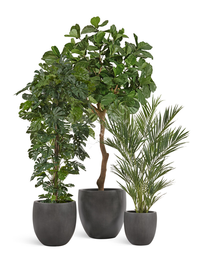 Кашпо TREEZ Effectory - Beton - Большой округлый конус - Тёмно-серый бетон фото