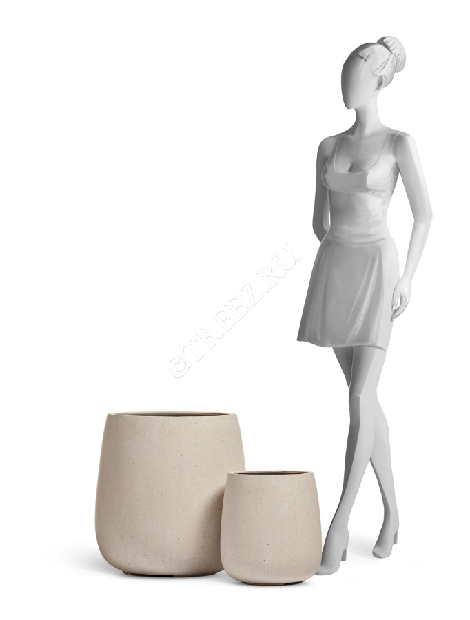 Кашпо TREEZ Effectory - Beton - Design-Чаша - Белый песок фото