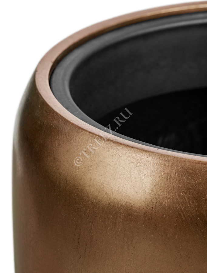 Кашпо TREEZ Effectory - Metal - Высокий округлый конус - Тёмное матовое золото фото