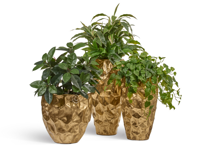 Кашпо TREEZ Effectory - Metal - Округлая чаша Design Crumple - Сусальное золото фото