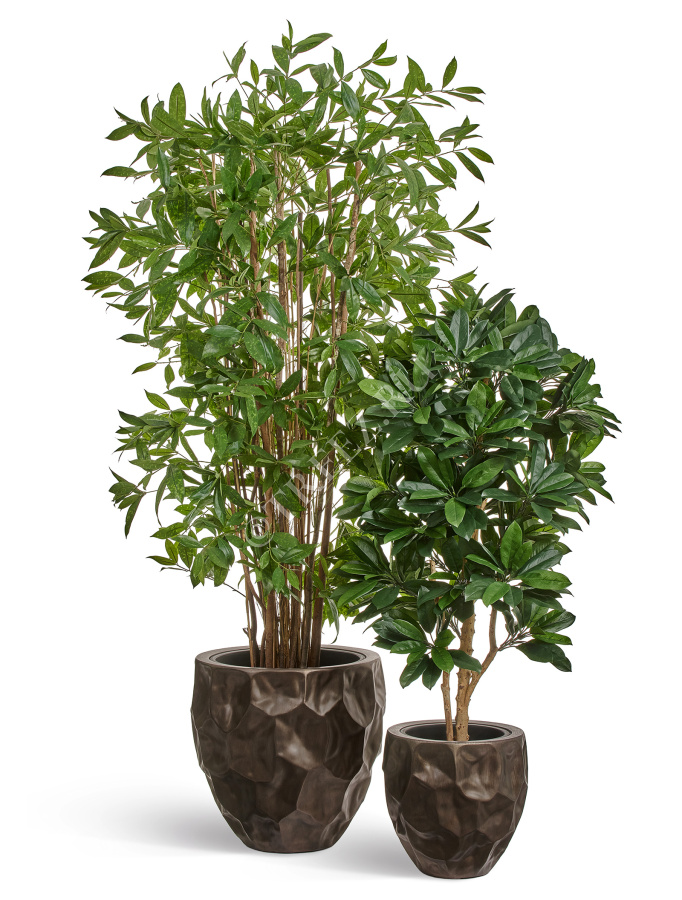 Кашпо TREEZ Effectory - Metal - Округлая чаша Design Crumple - Чернёная бронза фото