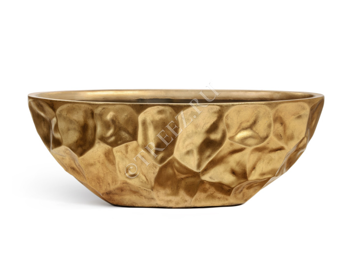 Кашпо TREEZ Effectory - Metal - Высокая лодка Design Crumple - Сусальное золото фото