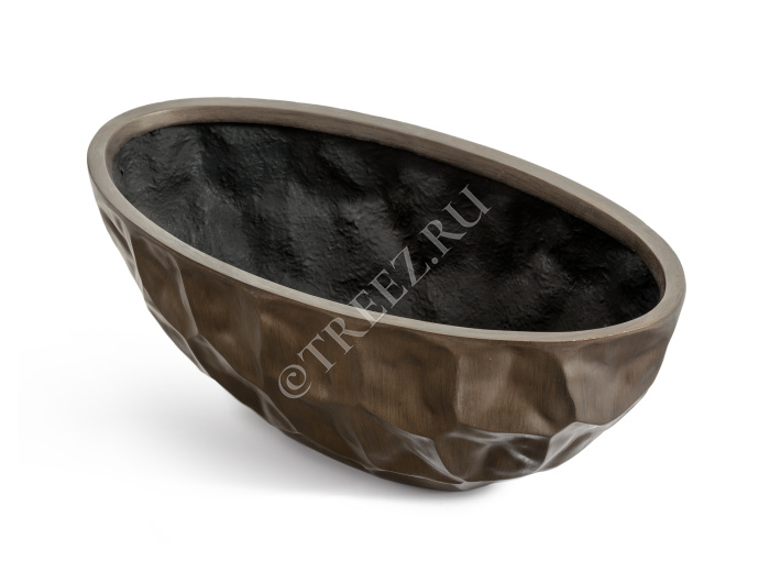 Кашпо TREEZ Effectory - Metal - Высокая лодка Design Crumple - Чернёная бронза фото