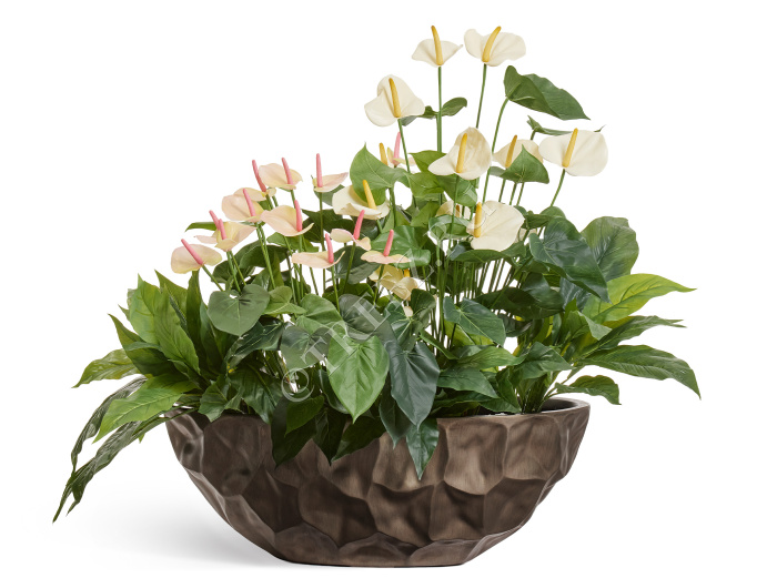 Кашпо TREEZ Effectory - Metal - Высокая лодка Design Crumple - Чернёная бронза фото