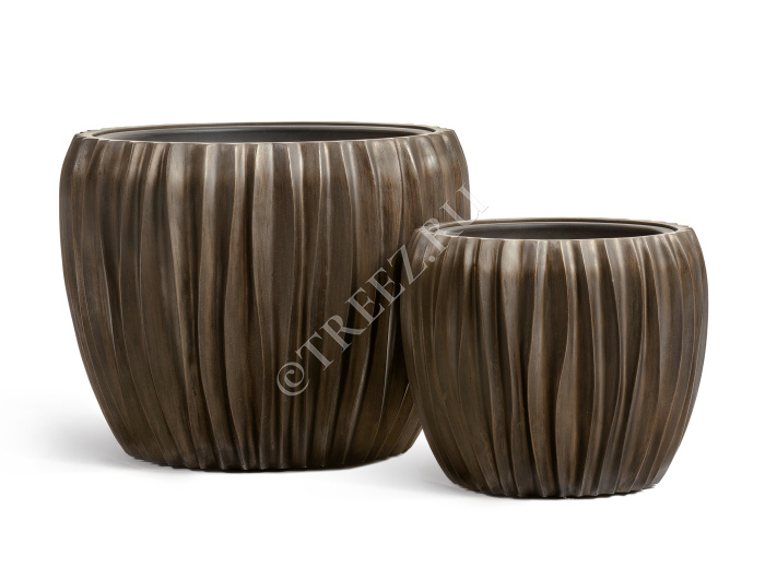 Кашпо TREEZ Effectory - Metal - Чаша Design Wave - Чернёная бронза фото
