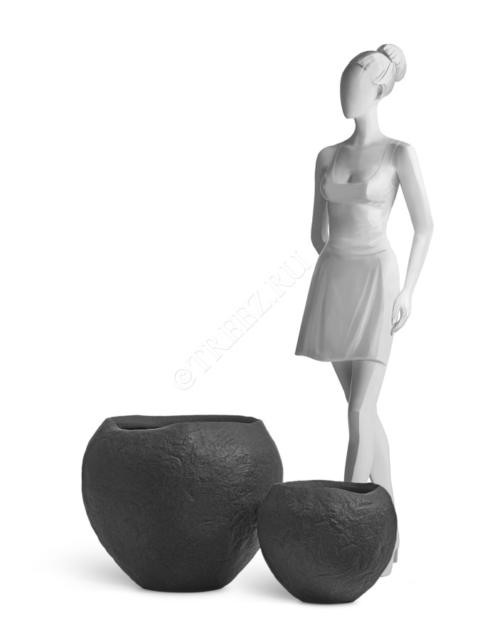 Кашпо TREEZ Effectory - Organic - Сфера - Тёмно-серый камень фото