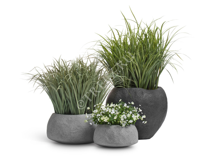 Кашпо TREEZ Effectory - Organic - Сфера - Тёмно-серый камень фото