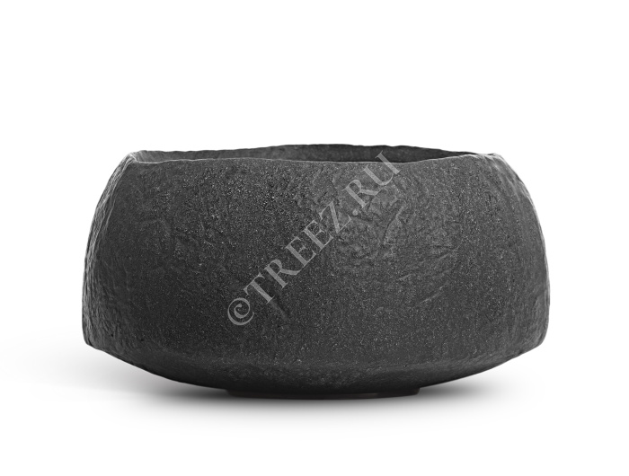 Кашпо TREEZ Effectory - Organic - Низкая чаша - Тёмно-серый камень фото