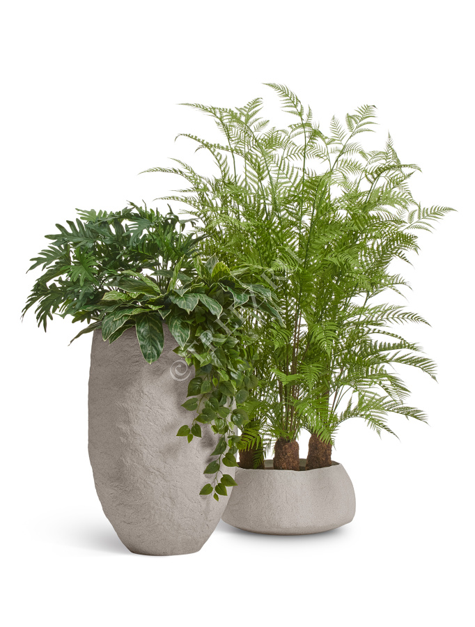 Кашпо TREEZ Effectory - Organic - Высокая чаша - Белый песок фото