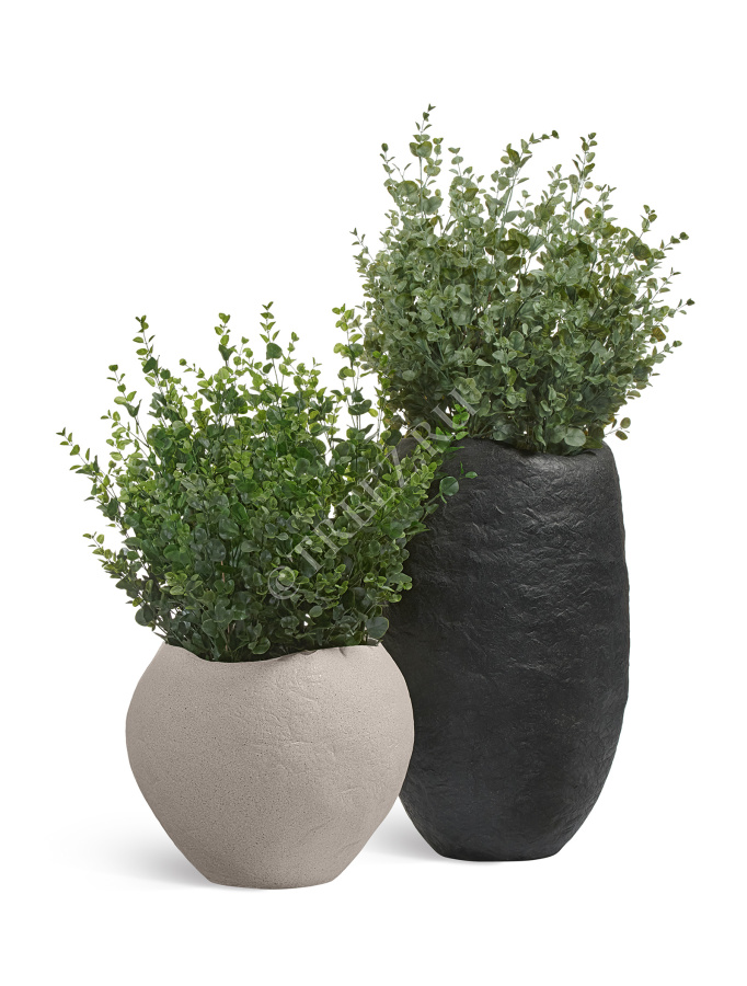 Кашпо TREEZ Effectory - Organic - Высокая чаша - Тёмно-серый камень фото