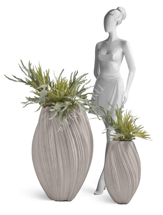 Кашпо TREEZ Effectory - Dune - Высокая Design-ваза - Белый песок фото