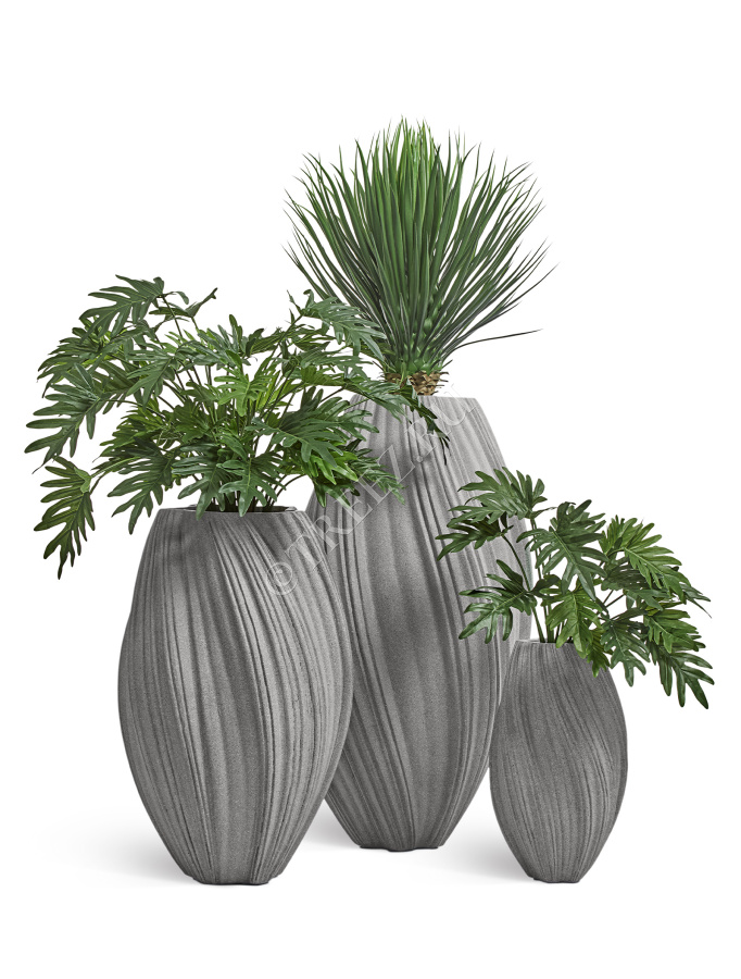 Кашпо TREEZ Effectory - Dune - Высокая Design-ваза - Дымчато-серый песок фото