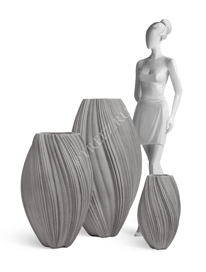 Кашпо TREEZ Effectory - Dune - Высокая Design-ваза - Дымчато-серый песок фото