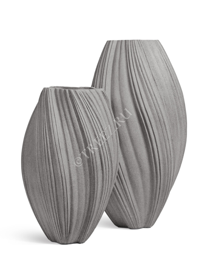 Кашпо TREEZ Effectory - Dune - Высокая Design-ваза - Дымчато-серый песок фото