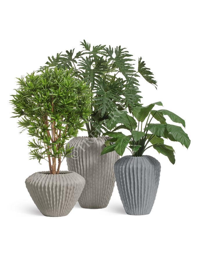 Кашпо TREEZ Effectory - Moho - Высокая Design-ваза - Дымчато-серый песок фото