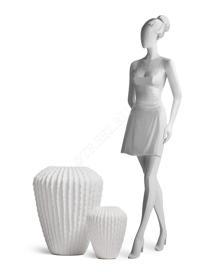 Кашпо TREEZ Effectory - Moho - Высокая Design-ваза - Белый камень фото