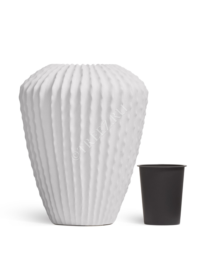 Кашпо TREEZ Effectory - Moho - Высокая Design-ваза - Белый камень фото