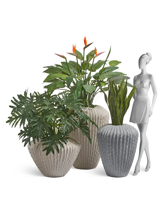 Кашпо TREEZ Effectory - Moho - Высокий Design-конус - Белый песок фото