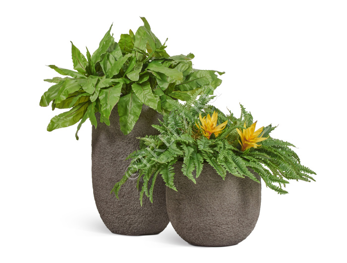 Кашпо TREEZ Effectory - Terra - Чаша classic - Серый беж фото