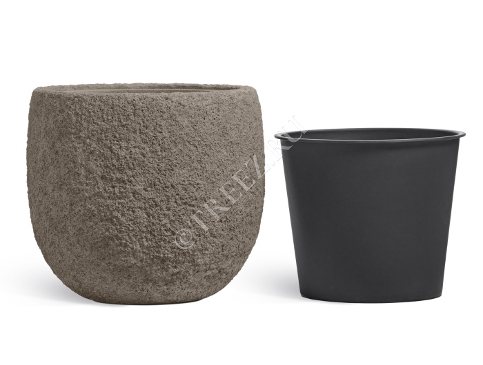 Кашпо TREEZ Effectory - Terra - Чаша classic - Серый беж фото