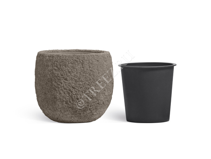 Кашпо TREEZ Effectory - Terra - Чаша classic - Серый беж фото