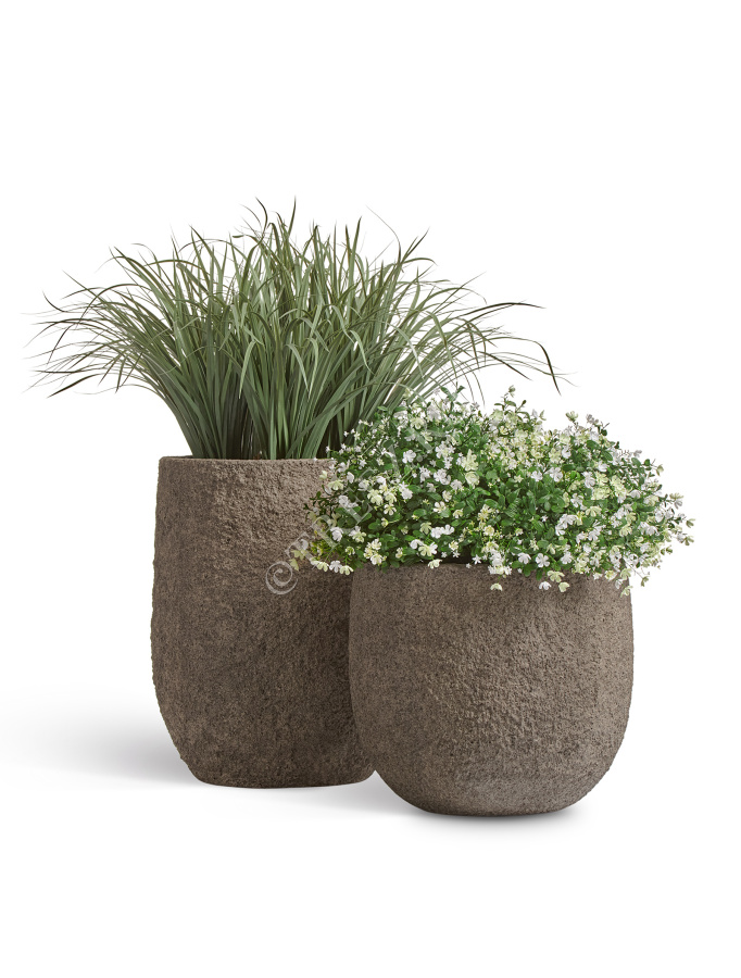 Кашпо TREEZ Effectory - Terra - Чаша classic - Серый беж фото