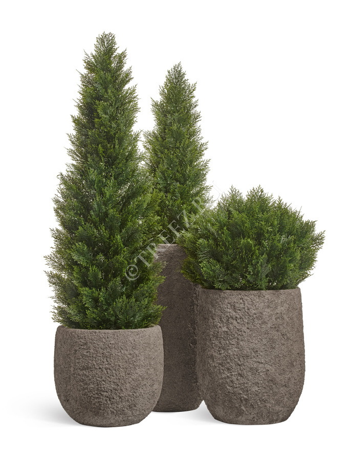 Кашпо TREEZ Effectory - Terra - Чаша classic - Серый беж фото