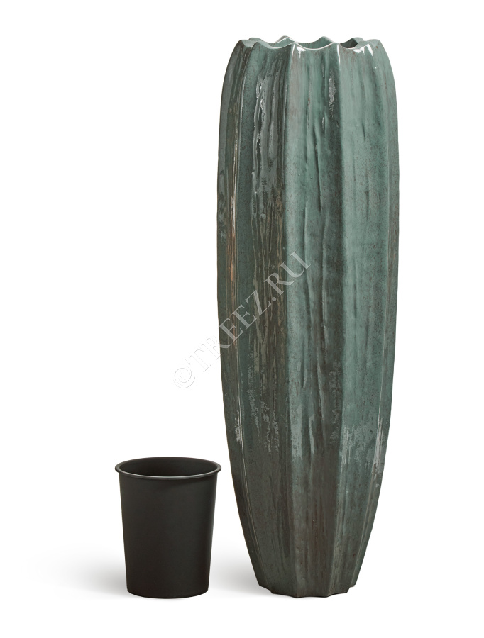 Кашпо TREEZ Effectory - Aura - Высокая Кашпо-ваза - Изумрудный лак фото
