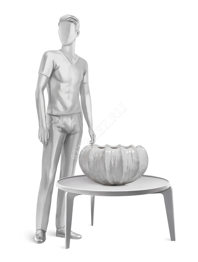 Кашпо TREEZ Effectory - Aura - Низкая Design-чаша - Жемчужный лак фото