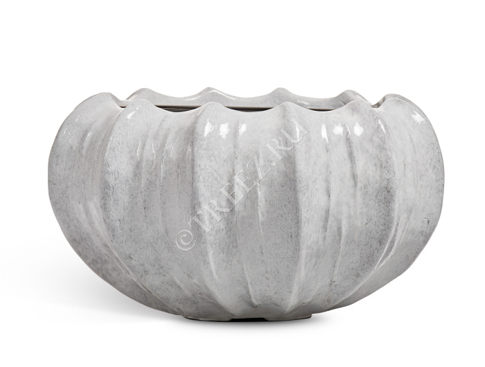 Кашпо TREEZ Effectory - Aura - Низкая Design-чаша - Жемчужный лак фото