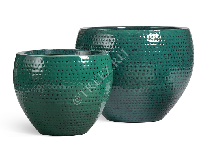 Кашпо TREEZ Effectory - Ron - Чаша Classic - Зелёно-голубой Нефрит (эмаль) фото