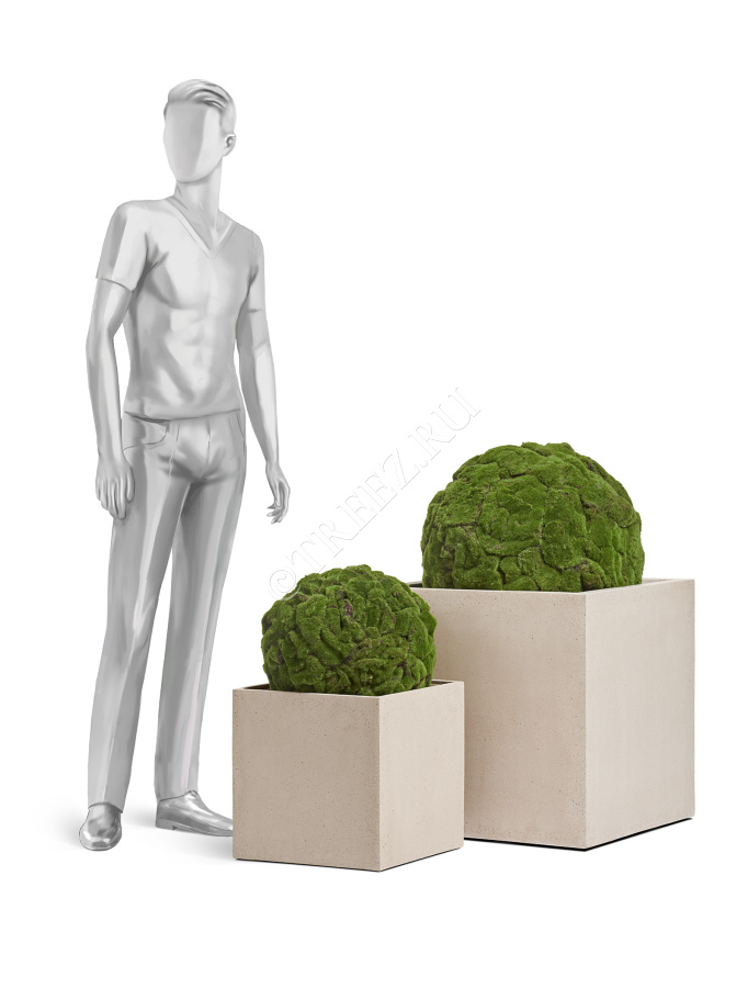 Кашпо TREEZ Effectory - Beton - Куб - Белый песок фото