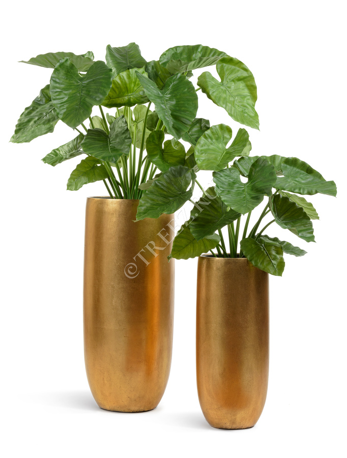 Кашпо TREEZ Effectory - Metal - Высокий округлый конус - Сусальное золото фото