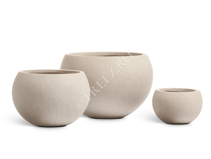 Кашпо TREEZ Effectory - Beton - Полусфера - Белый песок фото