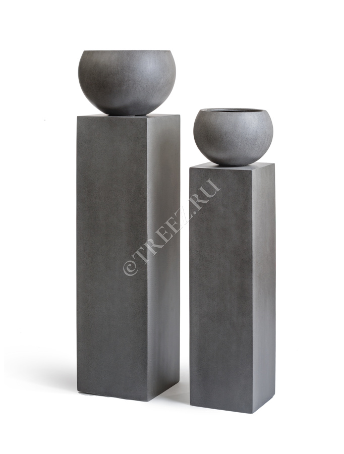 Кашпо TREEZ Effectory - Beton - Полусфера - Тёмно-серый бетон фото