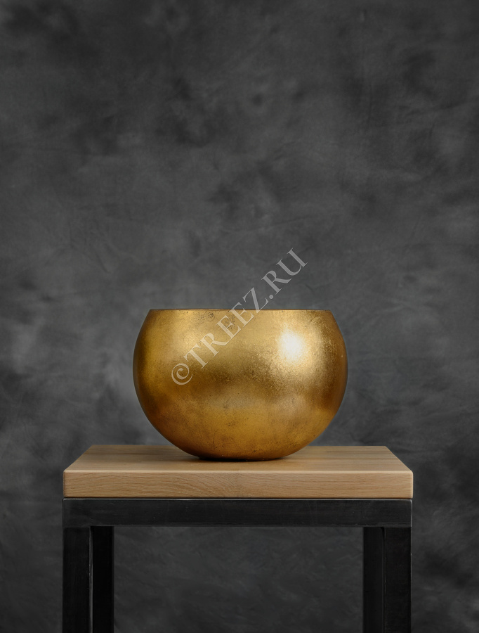 Кашпо TREEZ Effectory - Metal - Полусфера - Сусальное золото фото