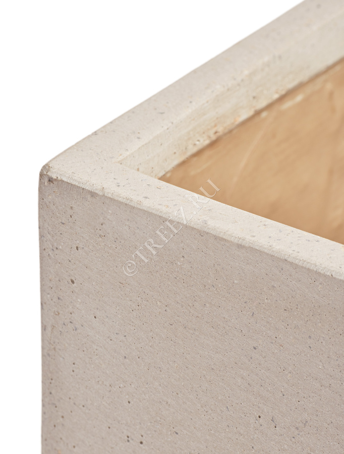 Кашпо TREEZ Effectory - Beton - Низкий прямоугольник - Белый песок фото