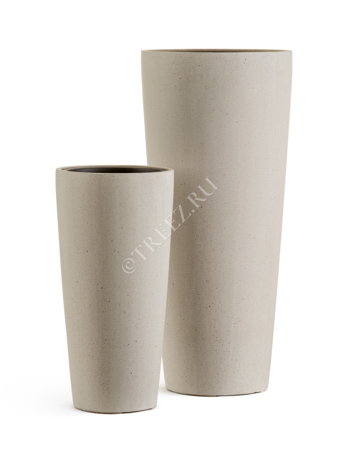 Кашпо TREEZ Effectory - Beton - Высокий конус - Белый песок фото