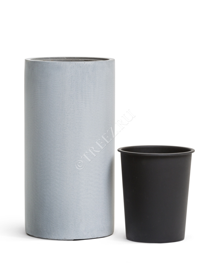 Кашпо TREEZ Effectory - Beton - Высокий цилиндр - Серый ледник фото